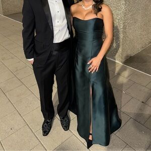 Green satin strapless gown- wedding guest/formal dress/black tie dress attire